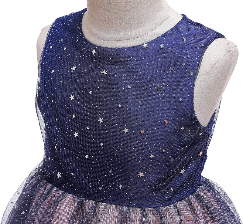 Glamulice Blush Pink Princess Sparkle Ombre Tulle Tutu Dress Flower Girls Lace Bridesmaid Dresses for Wedding Pageant Holiday Birthday Party Prom Ball Gown Formal Kids Dance Evening Navy Blue Gown 6 - Image 5